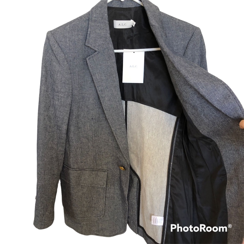 A.L.C. Cotton/Linen Blazer/Jacket Grey Single Button Size 6 - Picture 9 of 16